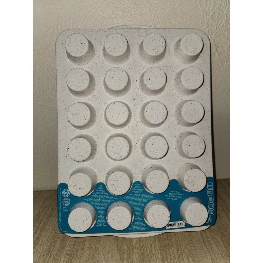 Trudeau Silicone 24 Count Mini Muffin Pan, Multi-Color Confetti, Dishwasher Safe